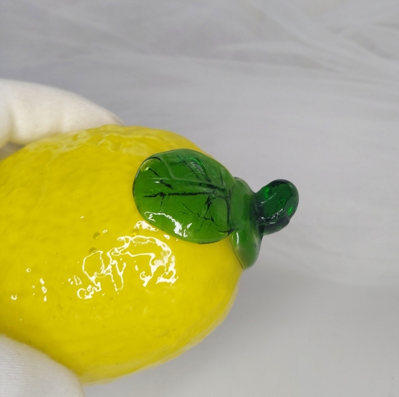Yellow Lemon Glass Art Figurine Fruit Bowl Filler - Picture 3 of 5